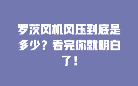 羅茨風機風壓到底是多少？看完你就明白了！ 一