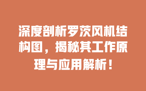 深度剖析羅茨風機結構圖，揭秘其工作原理與應用解析！ 一