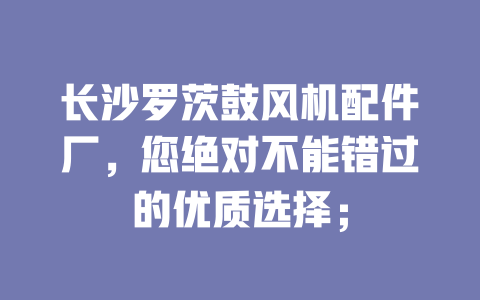 長沙羅茨鼓風機配件廠，您絕對不能錯過的優質選擇； 一