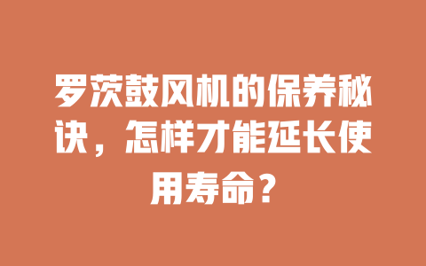 羅茨鼓風機的保養秘訣，怎樣才能延長使用壽命？ 一