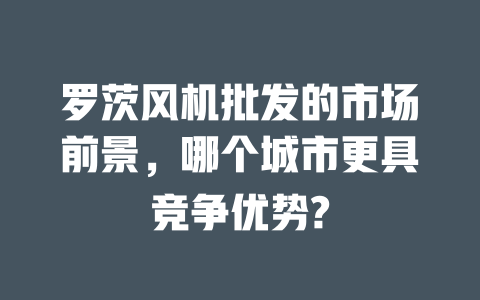 羅茨風機批發的市場前景，哪個城市更具競爭優勢? 一